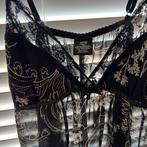 Apt 9 Babydoll Teddy and Robe, size M Black & White - Picture 5 of 13